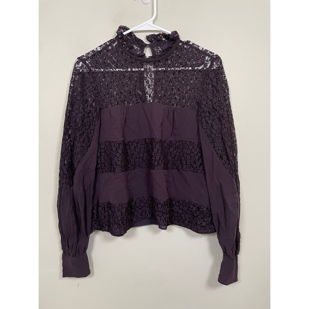 Nanette Lepore Jezebel Blouse in Purple Size 6 Lace Victorian Inspired Feminine